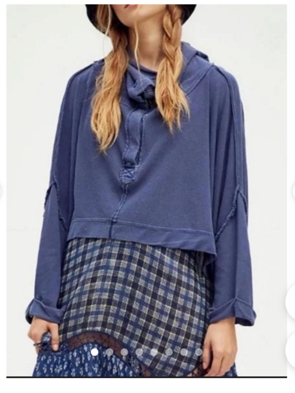 We The Free Blue Sailor Collar Crop Blouse